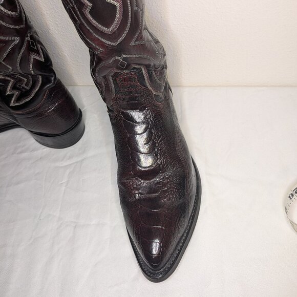 J Chisholm Great Condition Vintage Men's 8.5D Black Cherry Ostrich Leg Hide - Picture 7 of 13
